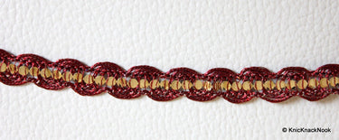 Brown Lace Trim With Silver Sequins, Approx. 10 mm wide